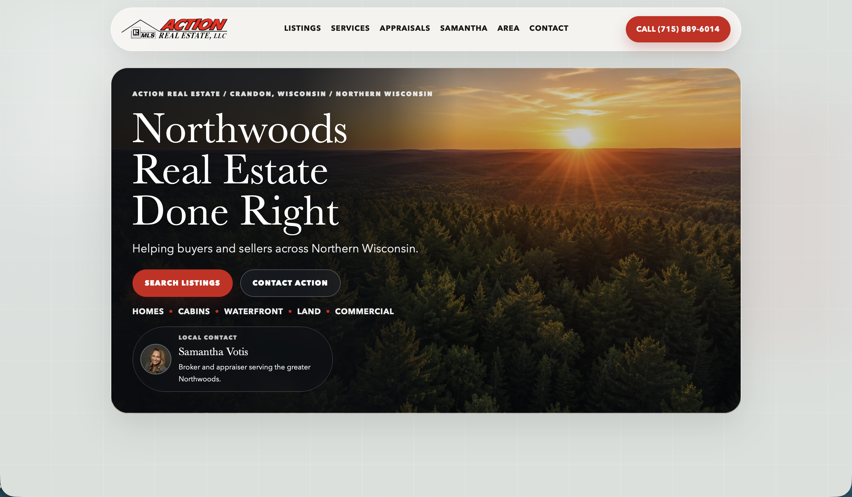 Preview of the Action Real Estate WI website