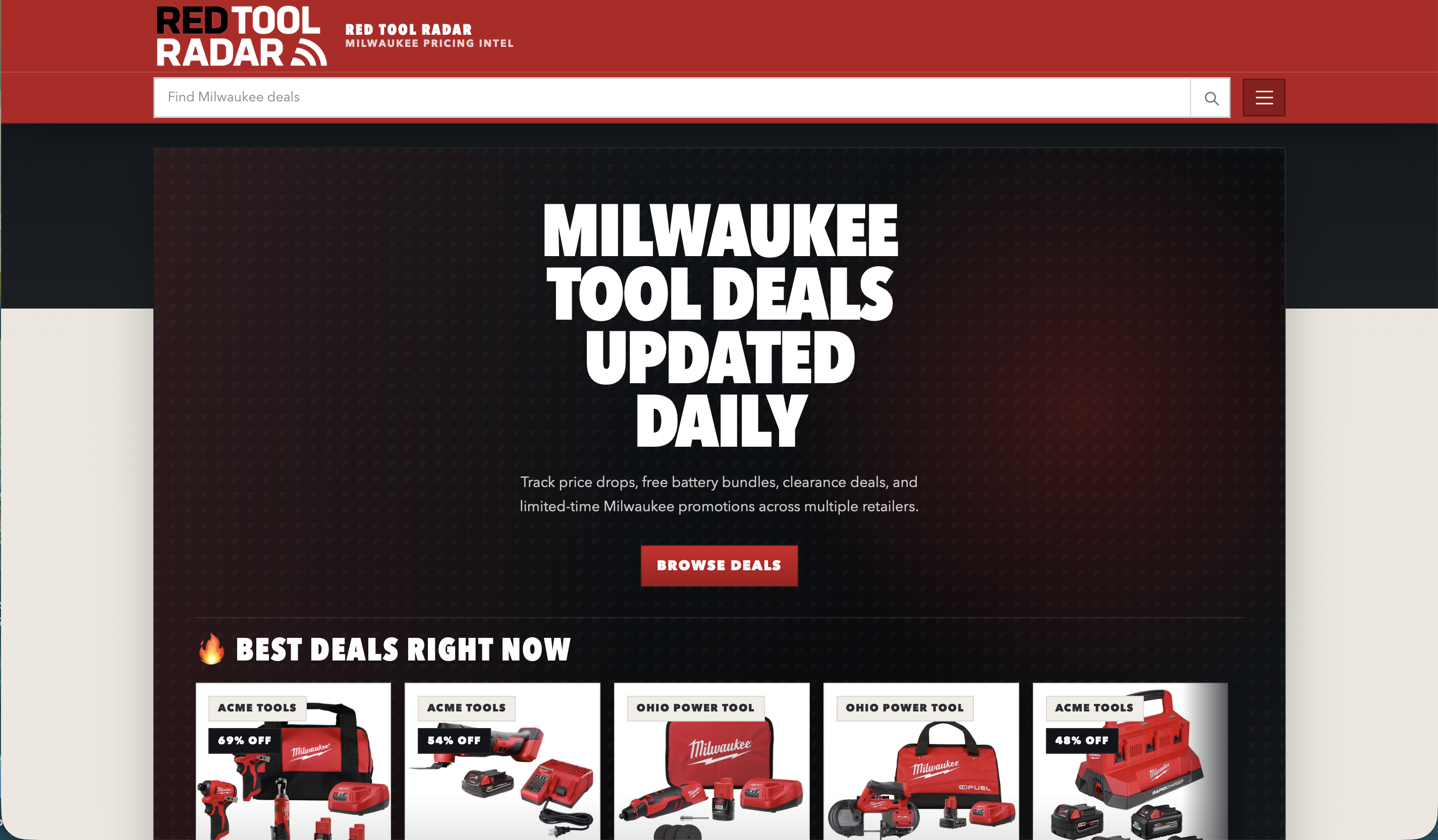 Preview of the Red Tool Radar website